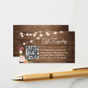 Rustic Country Flowers QR Code Gift Registry Enclosure Card