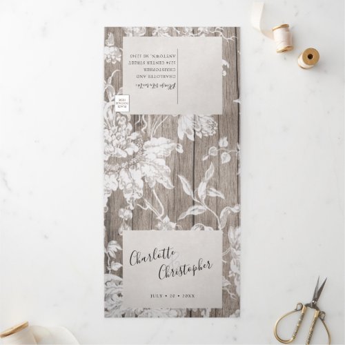 Rustic country flowers tri_fold all in one wedding