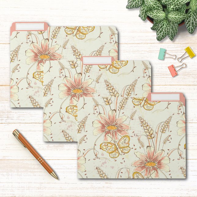 Rustic Country Flowers with Butterflies File Folder (Creator Uploaded)