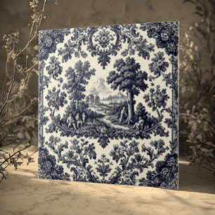Rustic Country Folks French Toile Pastoral Scenery Ceramic Tile