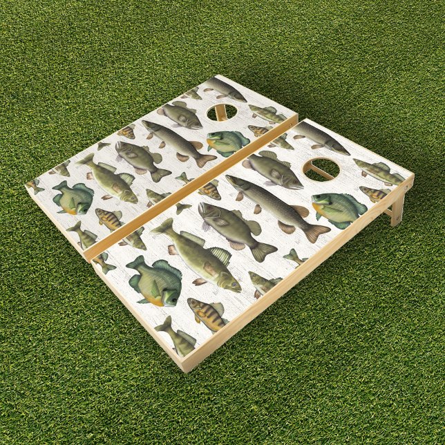 Rustic Country Freshwater Fish Cornhole Set (Freshwater fish cornhole set)