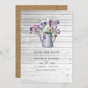 Rustic Country Garden Sweet Pea Floral Wedding Save The Date