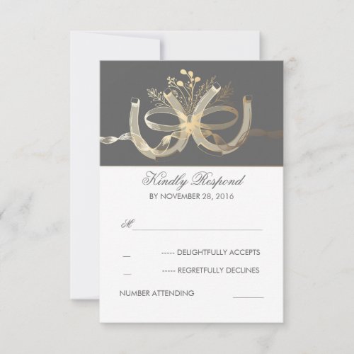 Rustic Country Gilded Horseshoes Wedding RSVP