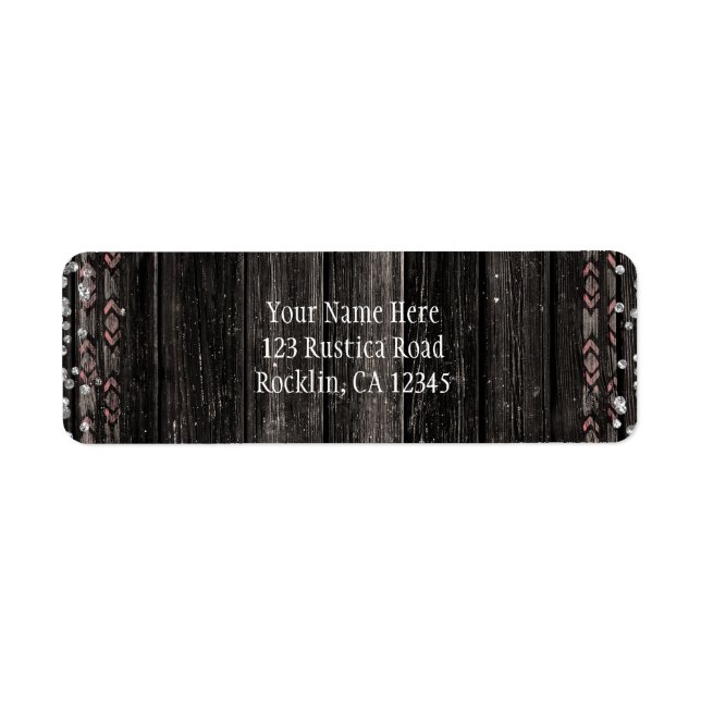 Rustic Country Glam Southwestern Wood Invitation Label (Front)