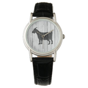 Rustic Country Goat Wood Panel Watch