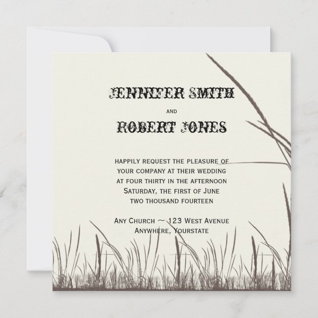Rustic Country Grasslands Wedding Invitations (Front)