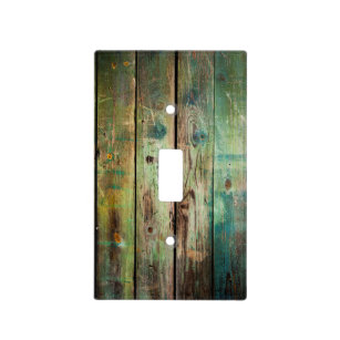 AGED WOOD PLANK LIGHT SWITCH COVER PLATES BLUE WOOD LOOKING COUNTRY DECOR RUSTIC 