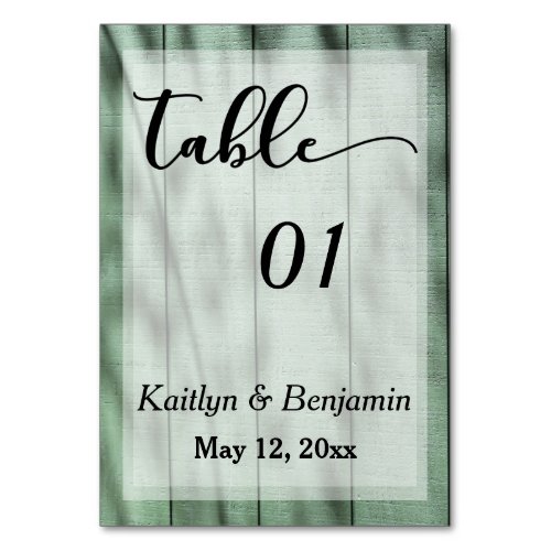 Rustic Country Green Barn Wedding Table Number