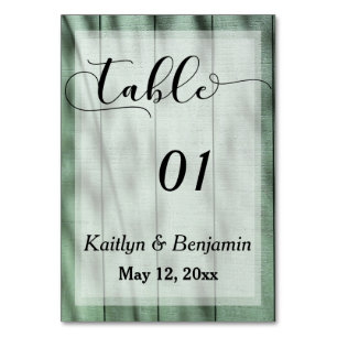 Rustic Country Green Barn Wedding Table Number, 2 Number