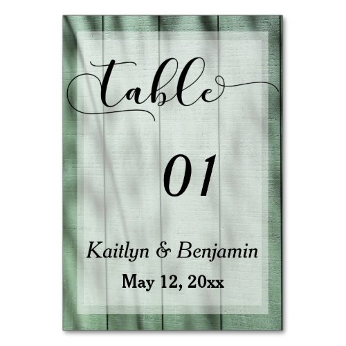 Rustic Country Green Barn Wedding Table Number 2 Table Number