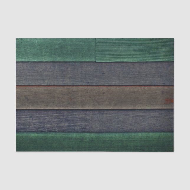 Rustic Country Green Gray Brown Wood Grain Texture Tissue Paper (Front)