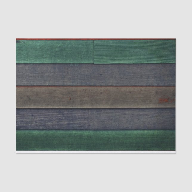 Rustic Country Green Gray Brown Wood Grain Texture Tissue Paper (Front)