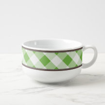 Rustic Country Green White Gingham 24oz Soup Mug
