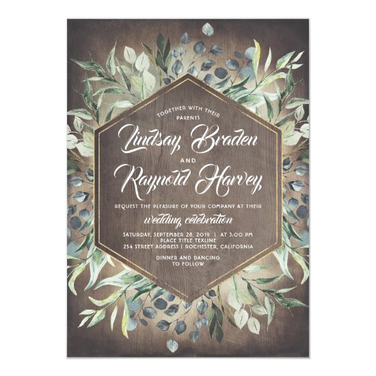 Rustic Country Greenery Barn Wedding Invitation