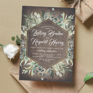 Rustic Country Greenery Foliage Barn Wedding Invitation