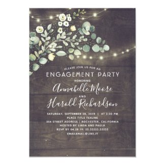 Rustic Country Greenery Garden Engagement Party Invitation