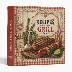 Rustic Country Grilling Barbecue BBQ Recipes 3 Ring Binder