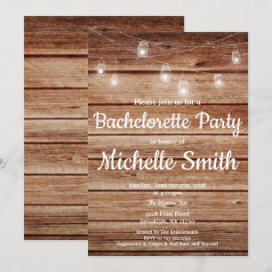 Rustic Country Hanging Lights Bachelorette Party Invitation
