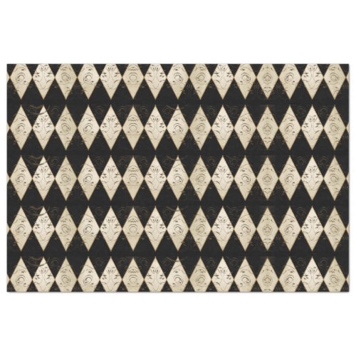 Rustic Country Harlequin Black and Tan Decoupage Tissue Paper