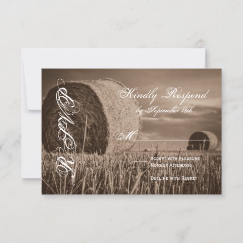 Rustic Country Hay Bale Rural Wedding RSVP Cards