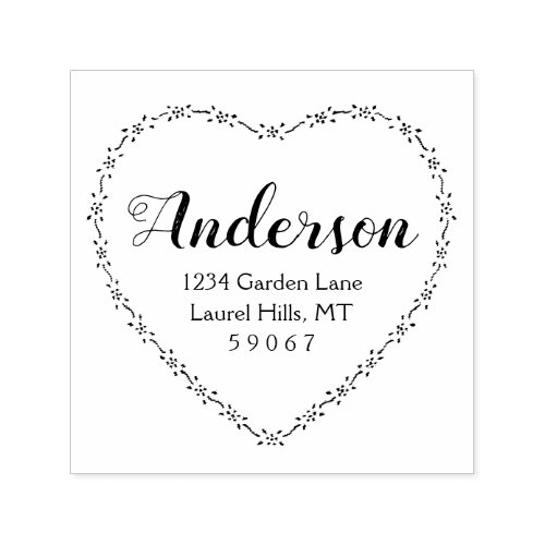 Rustic Country Heart Family Name Return Address Self_inking Stamp