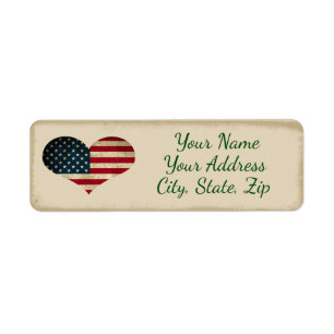 Rustic Country Heart Flag Return Address Labels