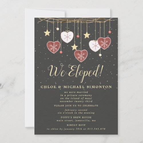 Rustic Country Heart We Eloped Elopement Reception Invitation