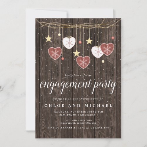 Rustic Country Heart Winter Engagement Party Invitation