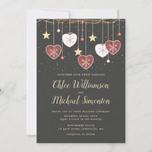 Rustic Country Heart Winter Wedding Invitation