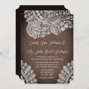 Rustic Country Heirloom Lace Wedding Invitations