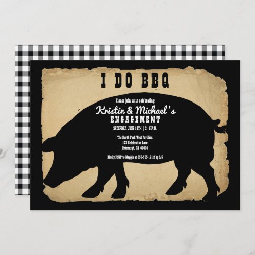 Rustic Country Hog Engagement I DO BBQ Invitation