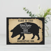 Rustic Country Hog Graduation Party - Backyard BBQ Invitation (Standing Front)