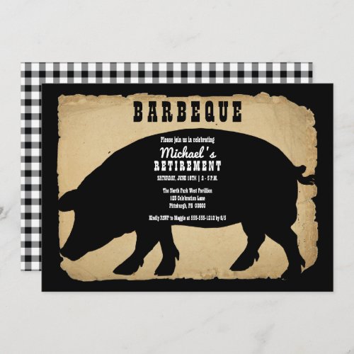 Rustic Country Hog Retirement Barbeque _ BBQ Invitation