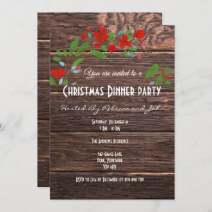 Rustic Country Holiday Christmas Dinner Invitation