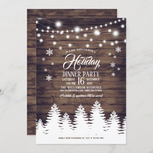 Rustic Country Holiday Dinner Party Invitation