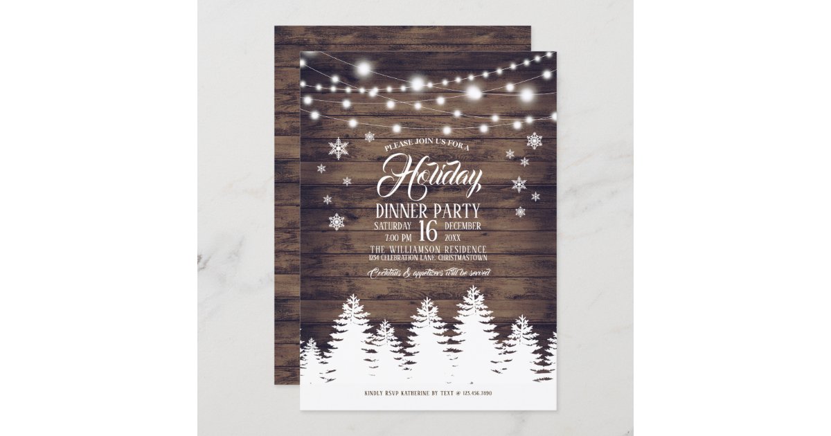 Rustic Country Holiday Dinner Party Invitation | Zazzle