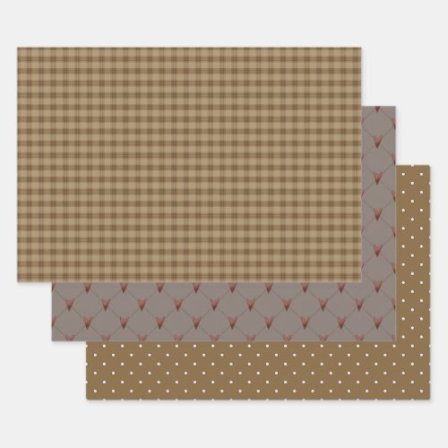 Rustic Country Homespun and Hearts  Wrapping Paper Sheets