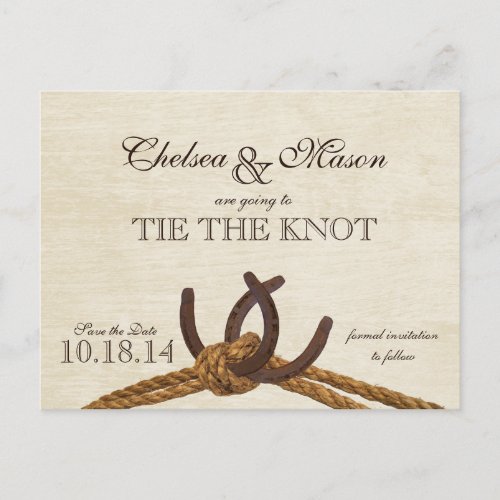 Rustic Country Horse Shoes Save the Date Announcement Postcard
