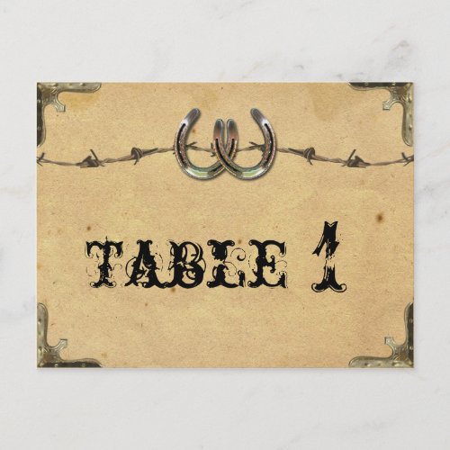 Rustic Country Horseshoe Barbed Table Number