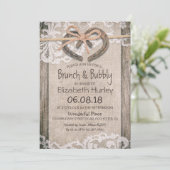 Rustic Country Horseshoe Burlap Lace Bridal Shower Invitation (Standing Front)
