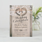 Rustic Country Horseshoe Burlap Lace Wedding Invitation (Standing Front)