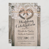 Rustic Country Horseshoe Burlap Lace Wedding Invitation (Front/Back)