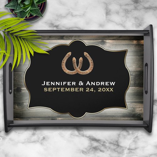 Rustic Country Horseshoe Personalized Serving Tray