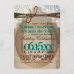 Rustic Country Horseshoe Teal Wedding Invitations
