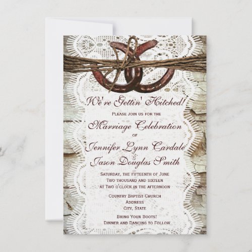 Rustic Country Horseshoe Wedding Invitations