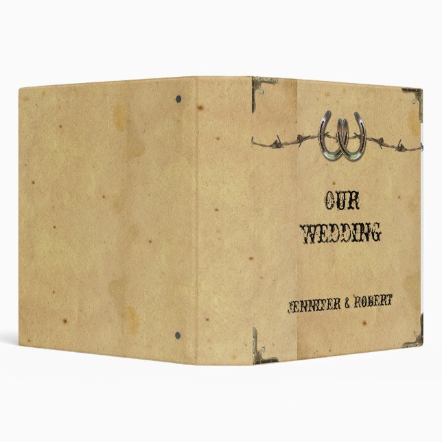 Rustic Country Horseshoes and Barbed Wire  Album Binder (Background)