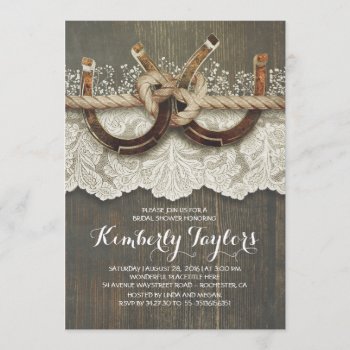 Rustic Country Horseshoes And Lace Bridal Shower Invitation by jinaiji at Zazzle