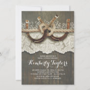 Rustic Country Horseshoes And Lace Bridal Shower Invitation at Zazzle
