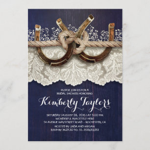 Rustic Country Horseshoes and Lace Bridal Shower Invitation