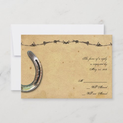 Rustic Country Horseshoes Barbed Response Card